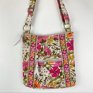 Vera Bradley Tea Garden Hipster Pink Orange Floral Crossbody Shoulder Bag